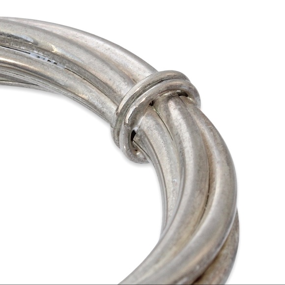 Vintage Twisted Cable Bangle Bracelet Silver Tone Tube Twist Extra Thick / Wide - Picture 4 of 6